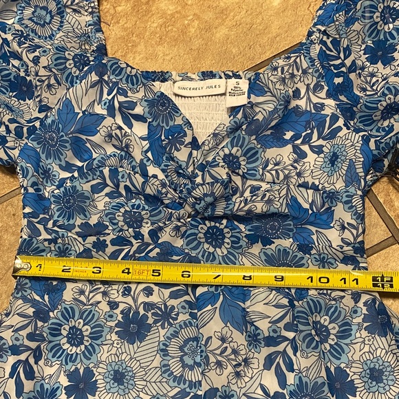 Sincerely Jules Vibrant Blue Floral Knee Length Small Dress NWT Spring Resort - Picture 10 of 10
